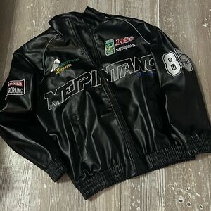 Leather Black Racing Style Men's Jacket